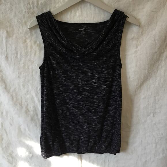 Ann Taylor Loft Tops - Ann Taylor Loft Black & White Drape Neck Tank Top